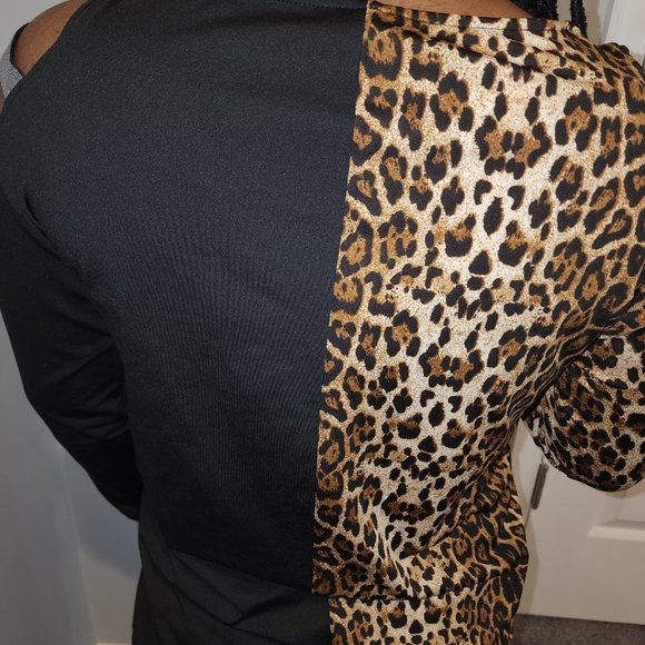 OC Order Plus Large open shoulder black & cheetah print Shirt Blouse NWT - Picture 14 of 14